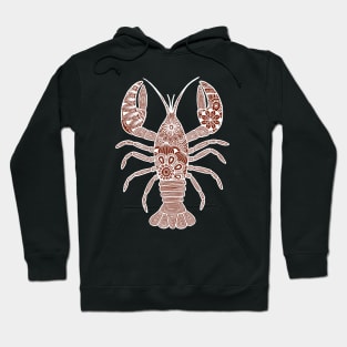 Lobster (brown and white vertical) Hoodie